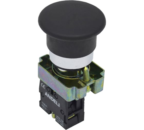 Изображение товара Кнопка ANDELI XB2-BC21 Грибок, без подсветки, черный, 1НО ADL10-061
