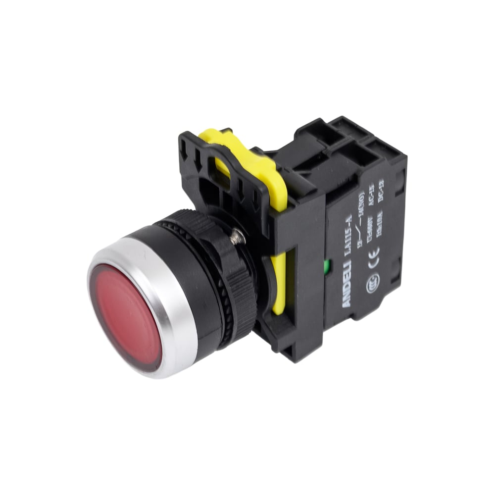 Изображение товара Плоская кнопка ANDELI LA115-A5-10D с подсветкой, красная, 220В