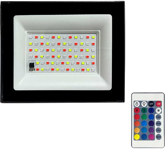 Изображение товара Прожектор светодиодный Jazzway PFL- 30Вт RGB-RC BL с пультом, рассеиватель закаленное стекло IP65 5064188