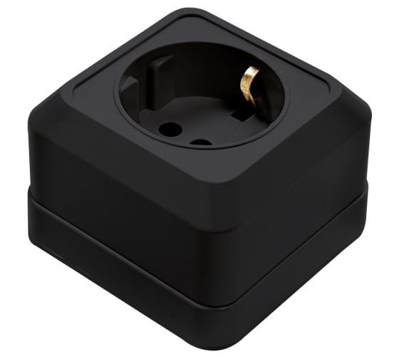 Изображение товара Розетка одинарная с заземлением IN HOME BOLLETO черная накладная 7028B 4690612061047