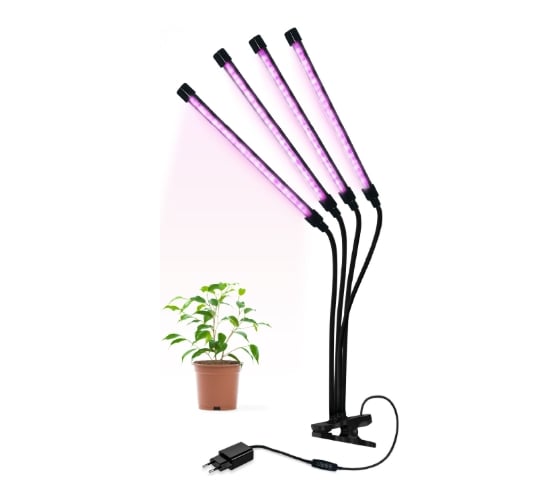 Изображение товара Светильник настольный на прищепке светодиодный IN HOME СНП-Т2-ФИТО 4П40 40Вт 4 плафона, пульт на шнуре ЧЕРНЫЙ 4690612053554