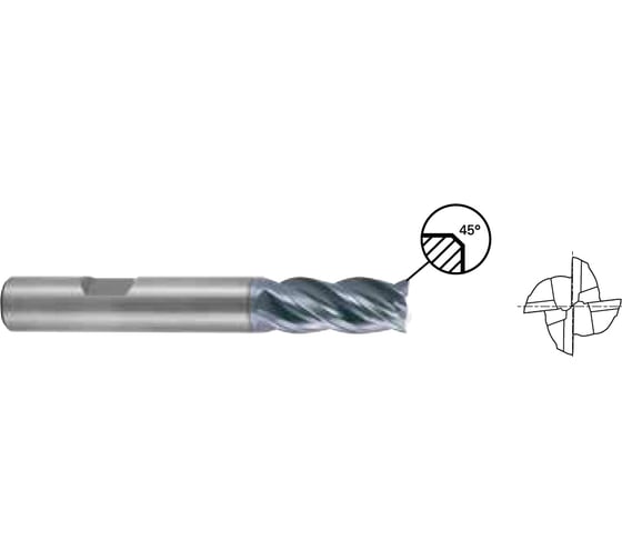 Изображение товара Фреза концевая твердосплавная YG-1 V7 PLUS с 4-мя зубьями удлиненная, 12x12x26x83 GMF57120