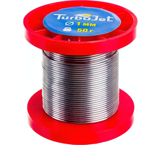Изображение товара Припой ПОС 40 (проволока; 1 мм; 50 гр; катушка) Turbojet ПОС40П1-50