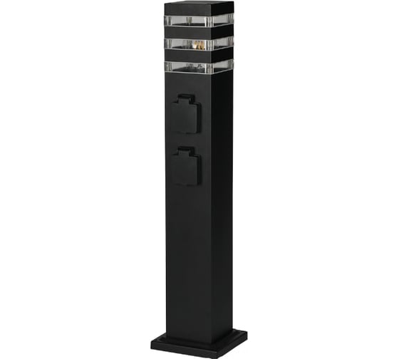 Изображение товара Светильник уличный напольный IN HOME ТБУ POLO-SP600-2WO-1xA60-BL 600мм, 2 розетки с з/к, черный IP54 4690612061825