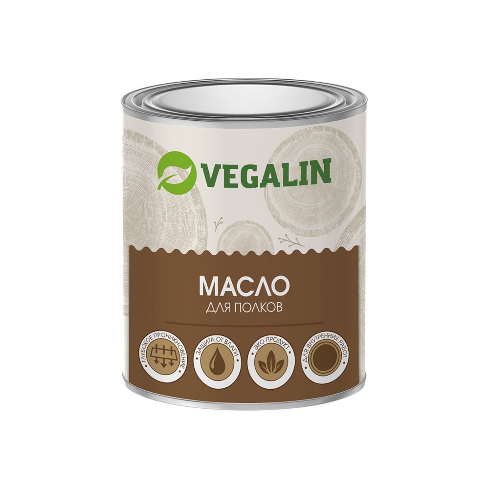 Изображение товара Масло для полков VEGALIN 0,75 л бесцветное матовое для древесины