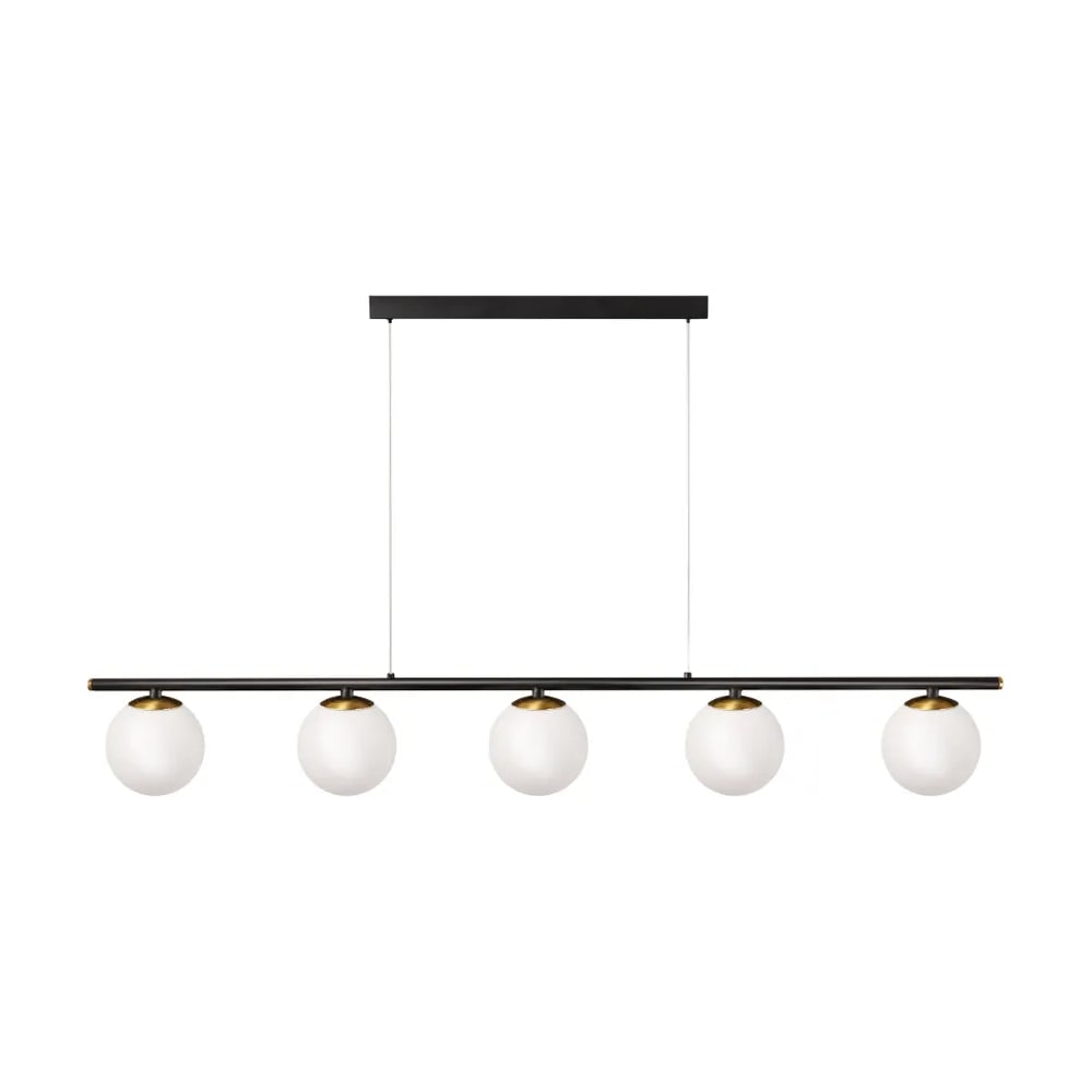 Изображение товара Люстра iSVET RONDO с круглыми стеклянными плафонами, 5 ламп G9, модерн, черный/белый