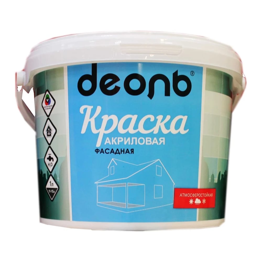 Изображение товара Краска акриловая ДЕОЛЬ Фасадная Красный кирпич, матовая 9 л 00032711 Изображение товара Краска акриловая ДЕОЛЬ Фасадная Красный кирпич, матовая 9 л 00032711