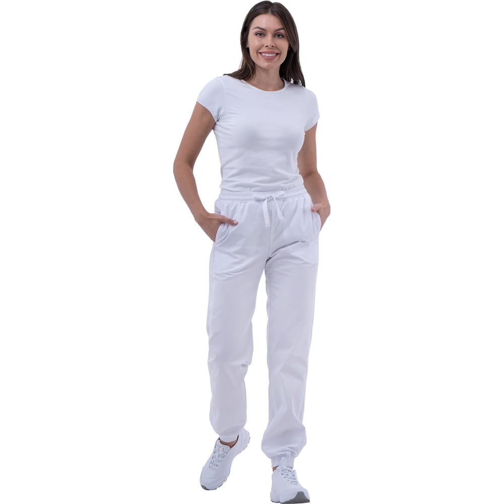 Изображение товара Белые женские брюки ГК Спецобъединение ДЖУЛИЯ из смесовой ткани Оптима