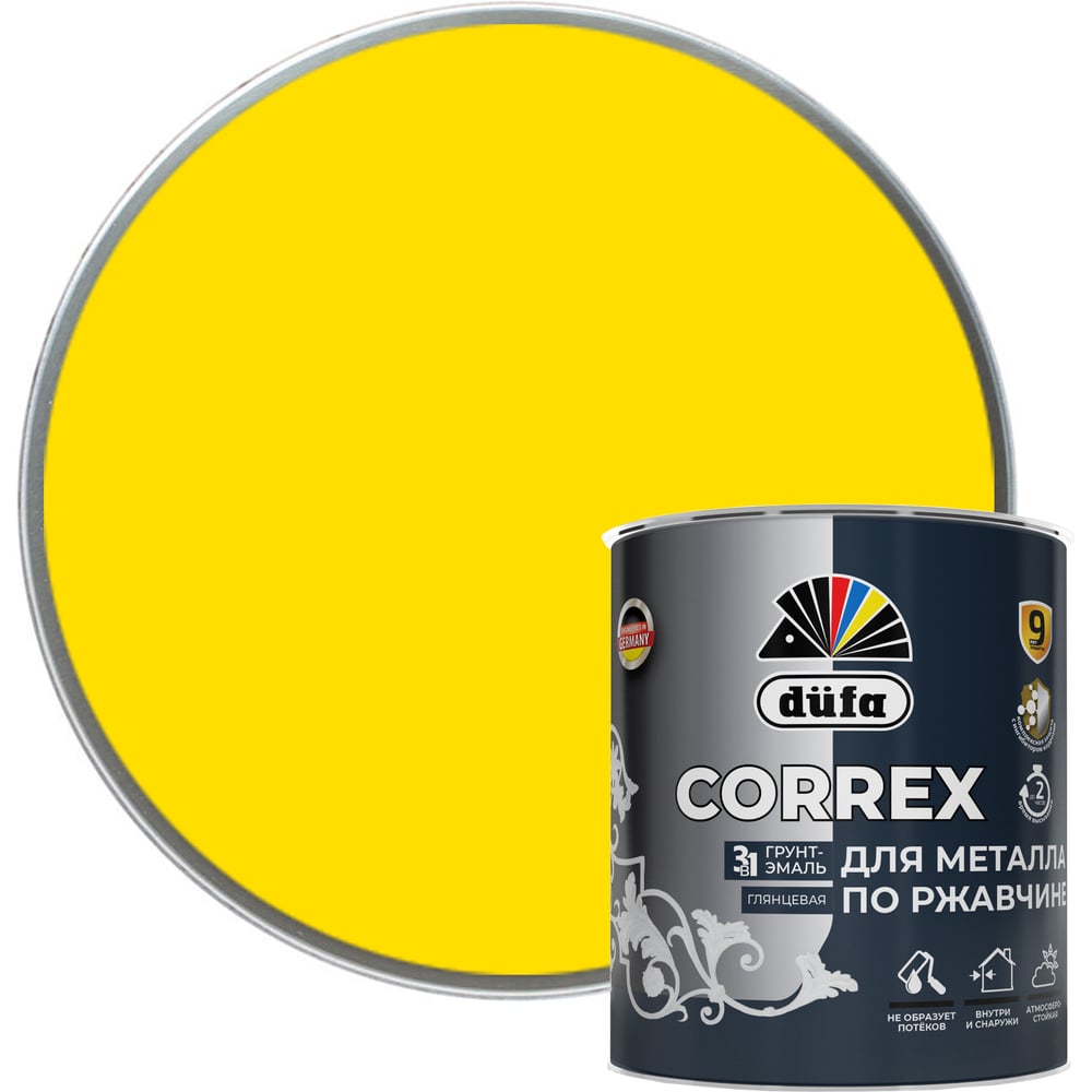 Изображение товара Грунт-эмаль Dufa CORREX 3 в 1 желтая 0.75 л для металла