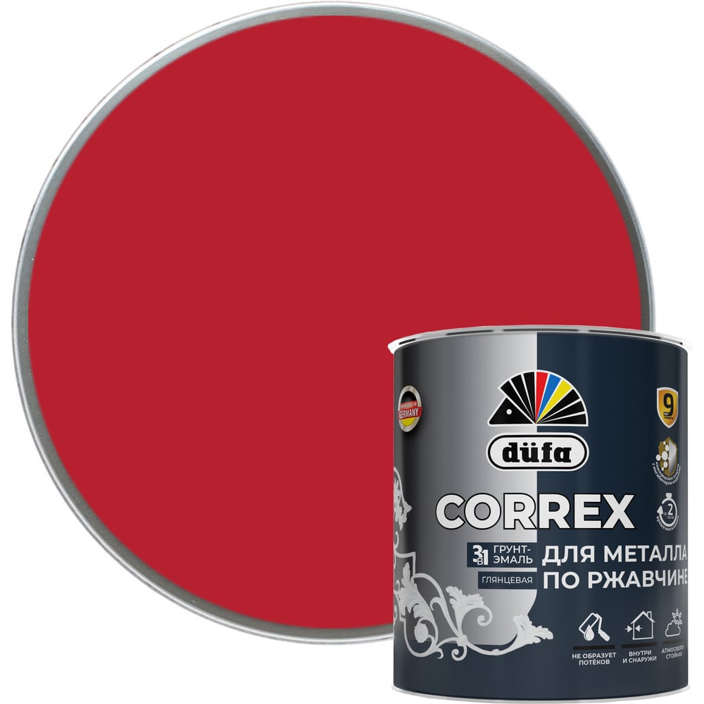 Изображение товара Грунт-эмаль Dufa CORREX 3 в 1 для металла RAL-3001 0.75 л