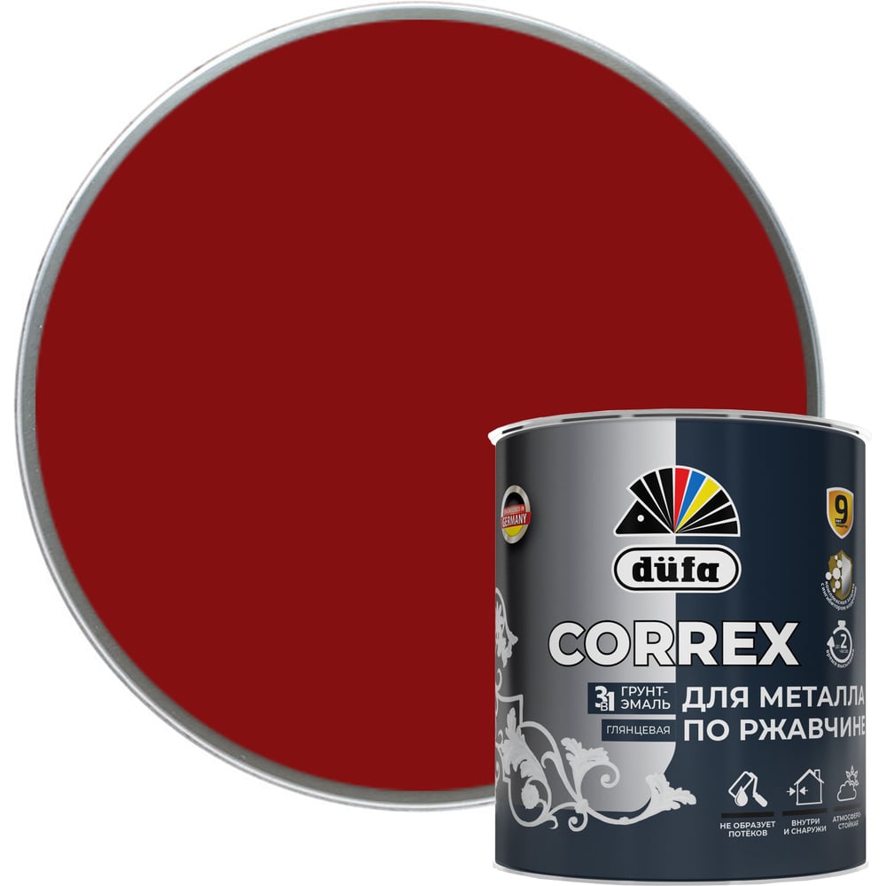 Изображение товара Грунт-эмаль Dufa CORREX 3 в 1 для металла RAL-3011 0.75 л