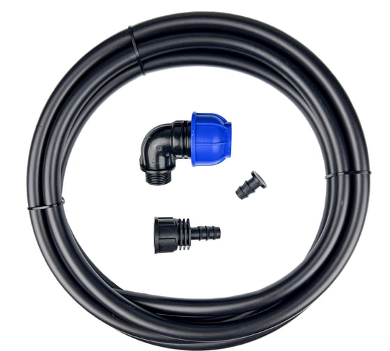 Изображение товара Комплект подключения трубки Профитт 16 мм к ПНД трубе 25 мм угол, адаптер, трубка, заглушка 0342603-RCS