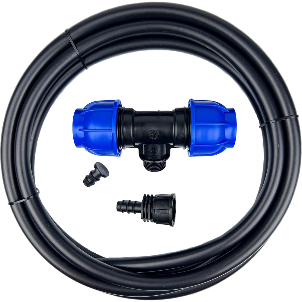 Изображение товара Комплект подключения трубки Профитт 16 мм к ПНД трубе 32 мм тройник, адаптер, трубка, заглушка 0342566-RCS