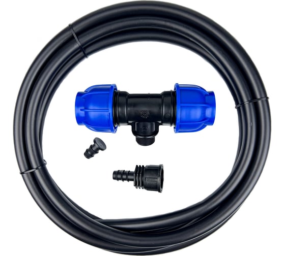 Изображение товара Комплект подключения трубки Профитт 16 мм к ПНД трубе 25 мм тройник, адаптер, трубка, заглушка 0342542-RCS