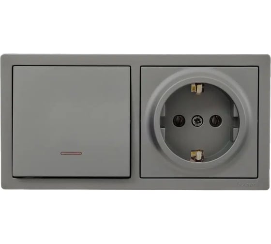 Изображение товара Выключатель с подсветкой и розетка Lezard LETO с/з, платина горизонталь 752-3500-170BIP