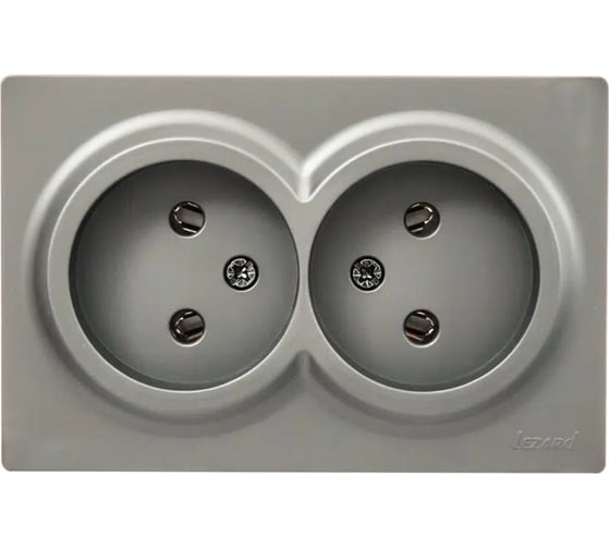 Изображение товара Розетка двойная Lezard LETO без заземления, закрытый корпус, ПБТ, платина 752-3500-128B