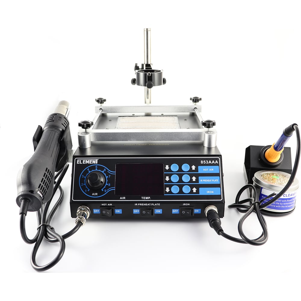 Изображение товара Паяльная станция ELEMENT 853AAA 3в1 профессиональная цифровая мощная