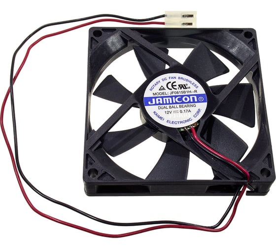 Изображение товара Вентилятор JAMICON JF0815B1H--R (JF0815B1H-031-065R) 3000RPM, 12V/0,17A, 80x80x15, B(подшипник) CFM31,22/dBA30,3 вентилятор, провод С00039891