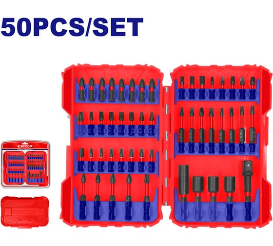 Изображение товара Набор ударных бит с держателем EMTOP 50шт ESBT05001