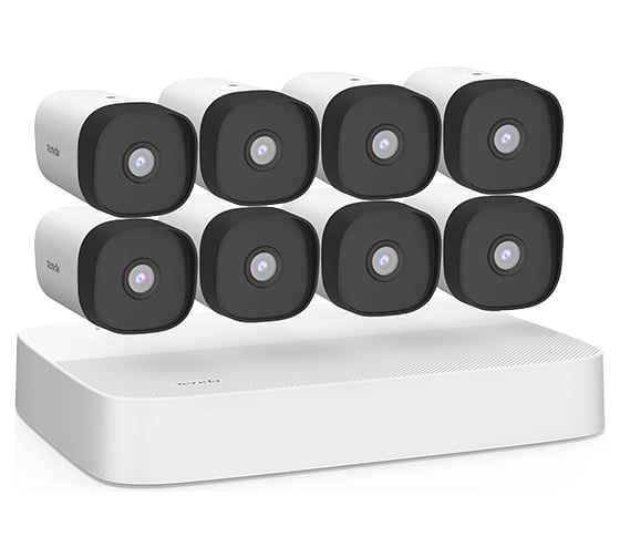 Изображение товара Система видеонаблюдения Tenda K8P-4TR 8 цилиндрических уличных IP-камеры и видеорегистратор, 2560x1440, 25 кадр./сек, CMOS, 4Мп, PoE, ночная съемка, датчик движения, IP66 10000110416