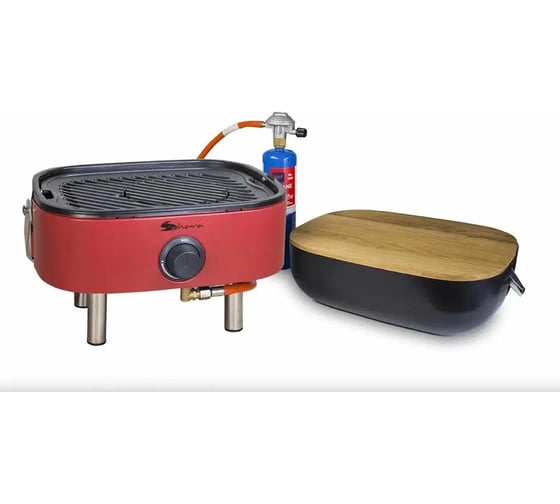 Изображение товара Портативный газовый мини гриль-барбекю Sahara Red с плечевым ремнем для переноски 5391535340163