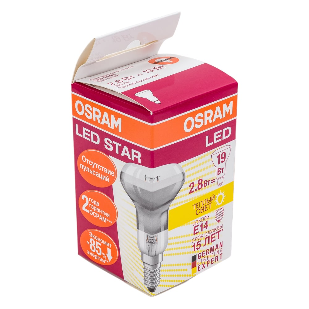 Изображение товара Светодиодная лампа OSRAM LED STAR R50 E14 2.8Вт 180 Лм теплый белый свет