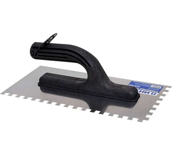 Изображение товара Гладилка зубчатая ИНТЕК 130х270 мм, зуб 8x8 из нержавеющей стали, с пластиковой ручкой 10105-270-008