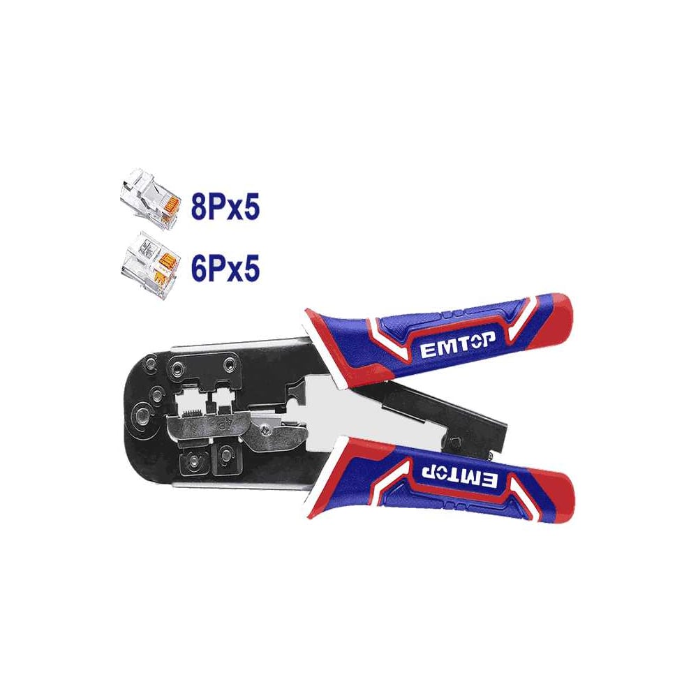 Изображение товара Кримпер для обжима разъемов emtop диапазон обжима: 4P, 6P, 8P, длина: 8 дюймов EMPCR46801