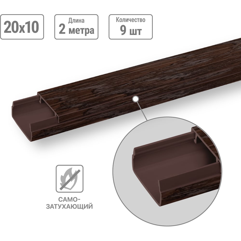 Изображение товара Кабель-канал TDM ELECTRIC 20х10 венге 2 метра упаковка 9 шт ЭКО
