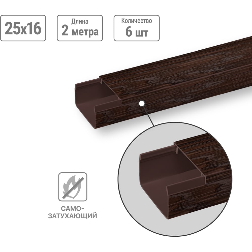 Изображение товара Кабель-канал TDM ELECTRIC 25х16 венге 2м 6шт упаковка
