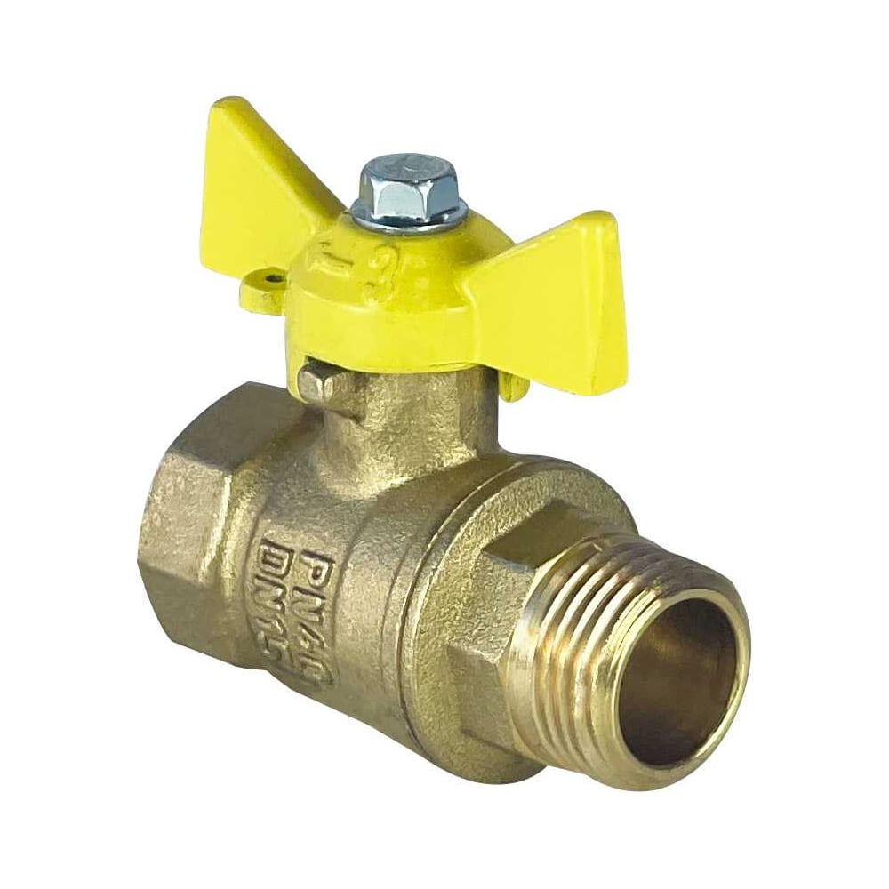 Кран шаровой Valfex N/P59 БИРКА для газа 3/4 ВР/НР ручка-бабочка, латунный 11Б27фтМ (72/18) VF.278.LB3.034.N/P59.Bir