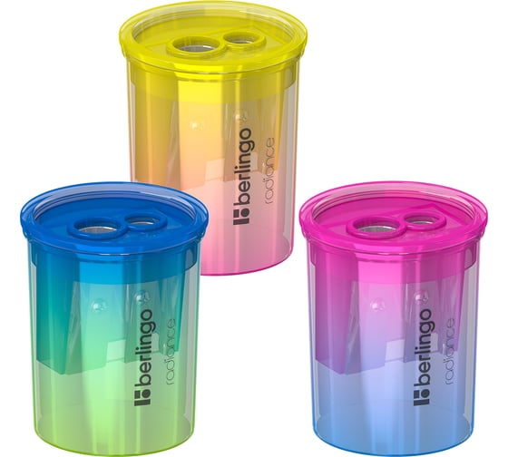 Изображение товара Пластиковая точилка BERLINGO Radiance с контейнером, 2 отверстия, ассорти BBp_15027