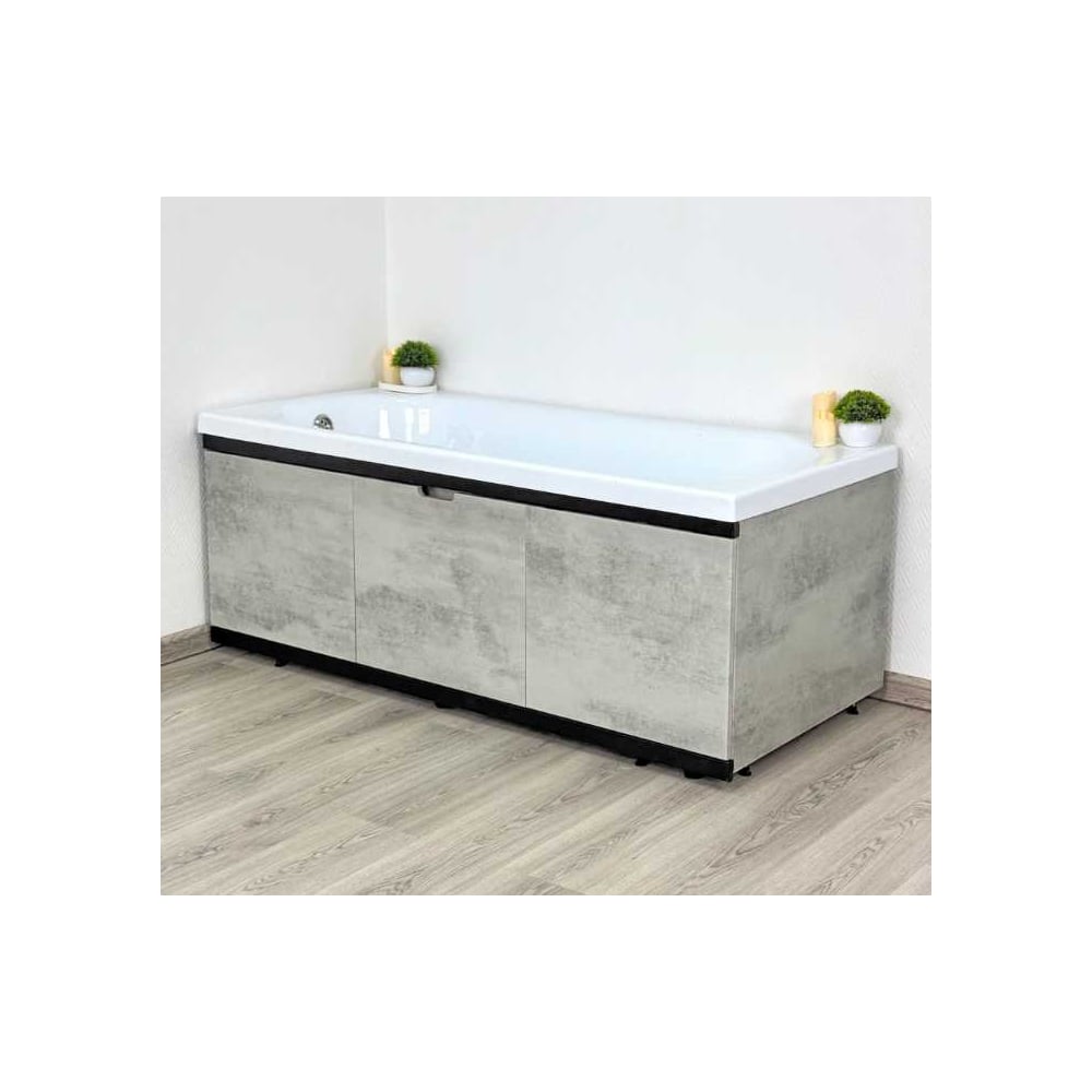 Изображение товара Экран под ванну ALAVANN МДФ Rita Black 1.5 серый бетон раздвижной