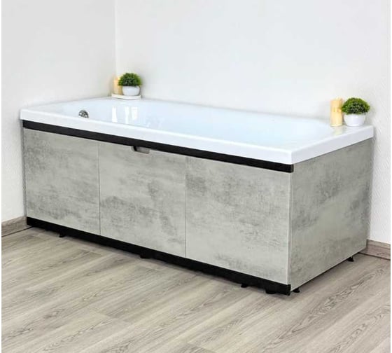 Изображение товара Экран под ванну ALAVANN МДФ Rita Black 1.5, серый бетон ALV1197003