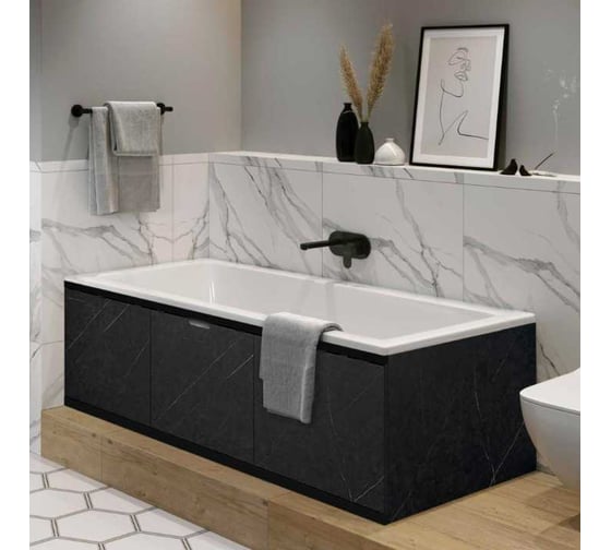 Изображение товара Экран под ванну ALAVANN МДФ Rita Black 1.8, черный мрамор ALV1200004