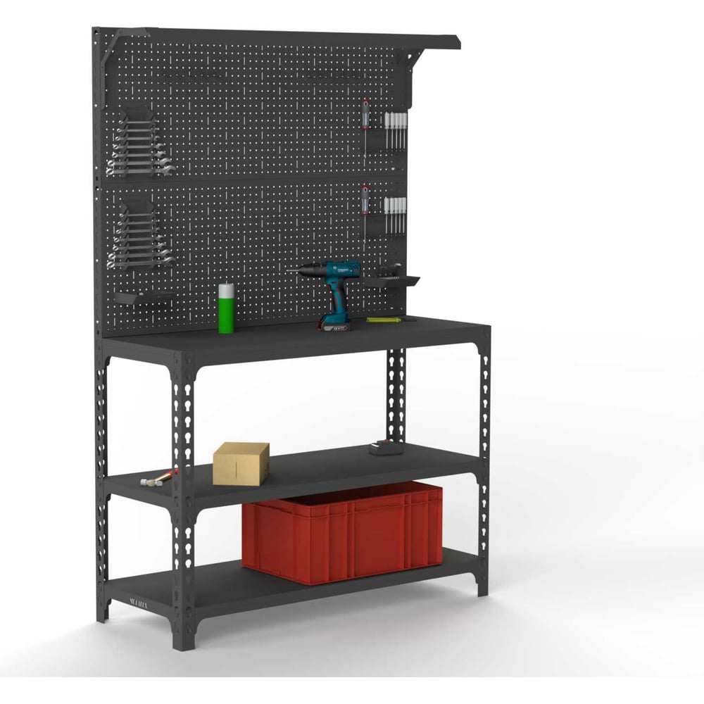 Изображение товара Стол-верстак ООО Металекс SUN 950x1600x400 с полками и освещением