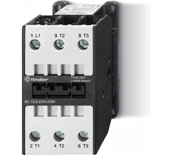 Изображение товара Промышленный контактор Finder 3NO 50A (АС3 400В); контакты AgSnO2; катушка 24В АС; степень защиты IP20 6K1380244350