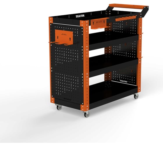 Изображение товара Тележка инструментальная ООО Металекс Тип 2 900x450x950  мм, 4 полки, оранжево-черный 118212