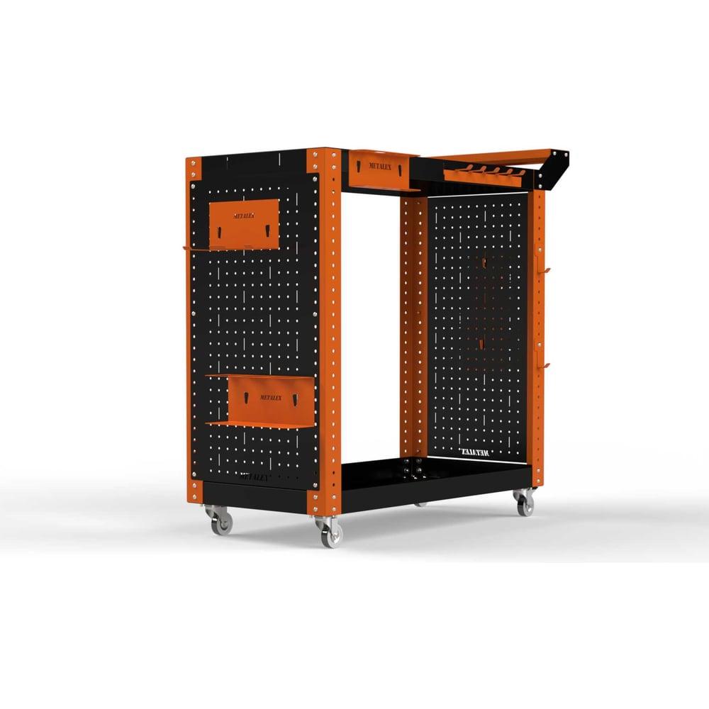 Изображение товара Тележка инструментальная ООО Металекс Тип 2 900x400x800 мм с 2 полками оранжево-черная
