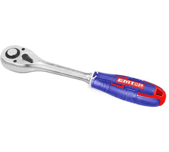 Изображение товара Ключ трещоточный emtop 1/4" 45T, длина: 158 мм, материал храповика: CrMo ERWH0141