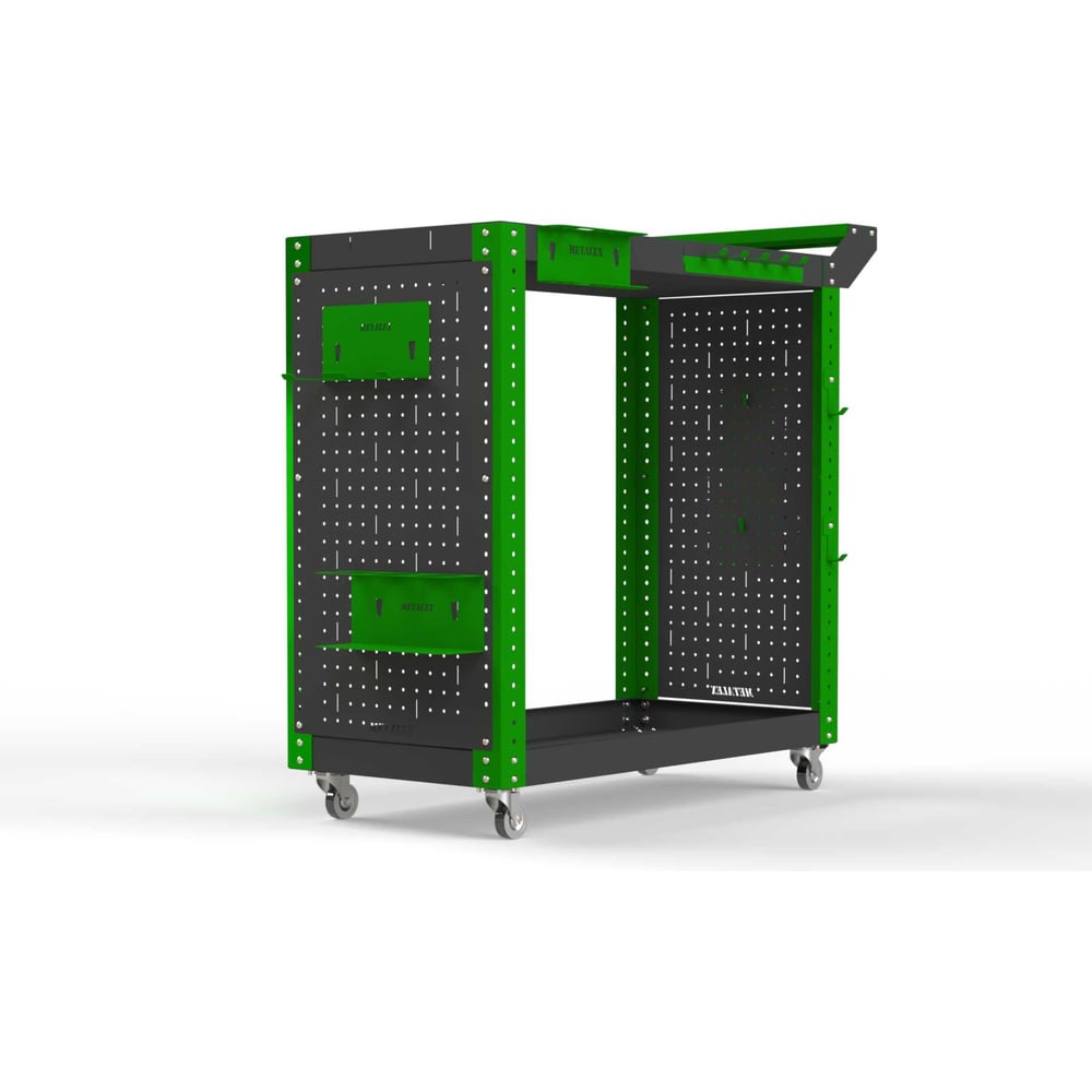 Изображение товара Тележка инструментальная Металекс Тип 2 700x400x800 мм с 2 полками серо-зеленая