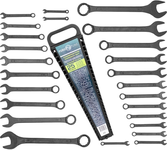 Изображение товара Ключи комбинированные FORS&TUNE набор 25 предметов (6-19, 21, 22, 24, 27, 30, 32 мм) FORSandTUNE-5262MP BLACK(65058)
