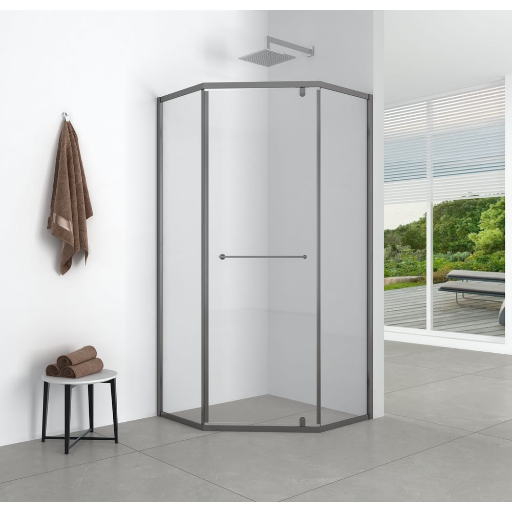 Изображение товара Душевой уголок OLIVE'S KABRERA, 5-тиугольный, 900х900х1950 мм, черный KB-90C5-SW-GB