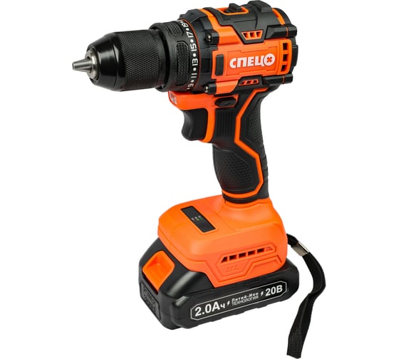 Изображение товара Дрель аккумуляторная Спец БДА-18-Б, (бесщеточный двигатель), 20 В, 2 акк. 2 Ач, кейс СПЕЦ-4130