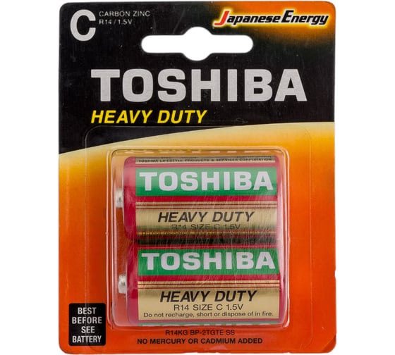 Изображение товара Солевой элемент питания Toshiba R14 KG  2/card 2401