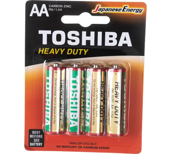 Изображение товара Солевой элемент питания Toshiba R6 KG 4/card 3402