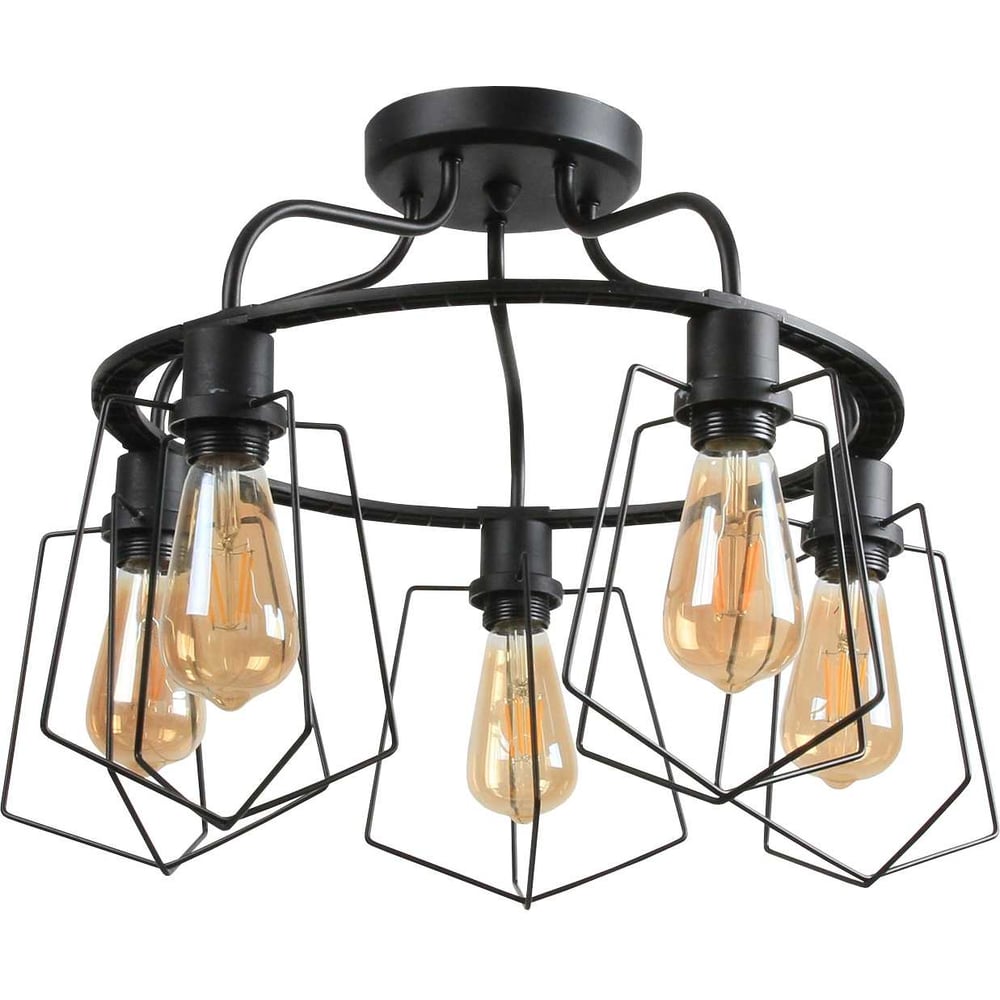 Изображение товара Люстра ЭкономСвет 18101C/5BK стиль лофт черная с 5 лампами E27 200 Вт