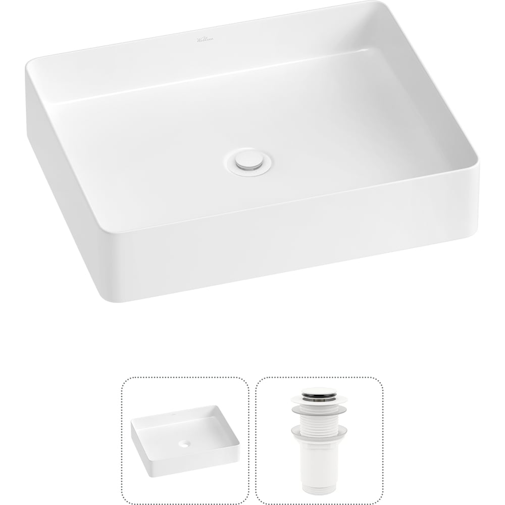 Изображение товара Набор Wellsee 2 в 1 FreeDom 2.0 накладная раковина 51x40 см белый фарфор