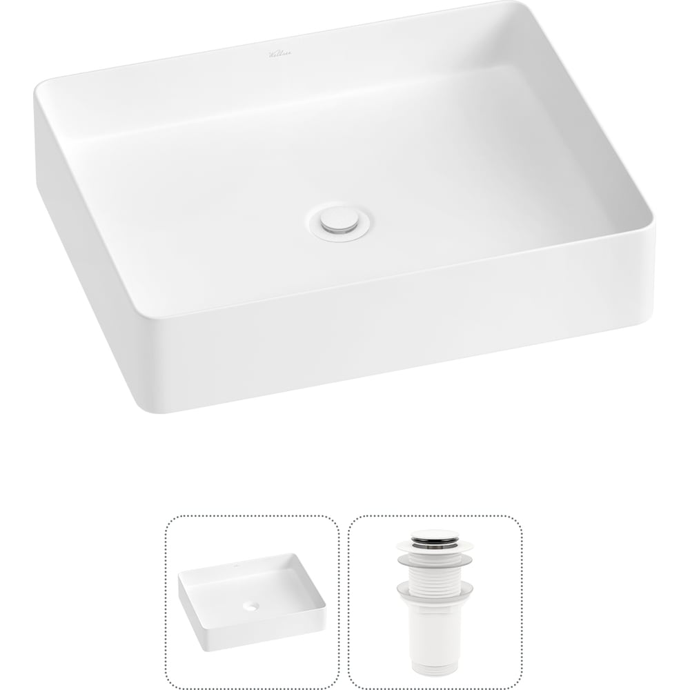 Изображение товара Накладная раковина Wellsee 2 в 1 FreeDom 2.0 51x40 см матовый белый фарфор