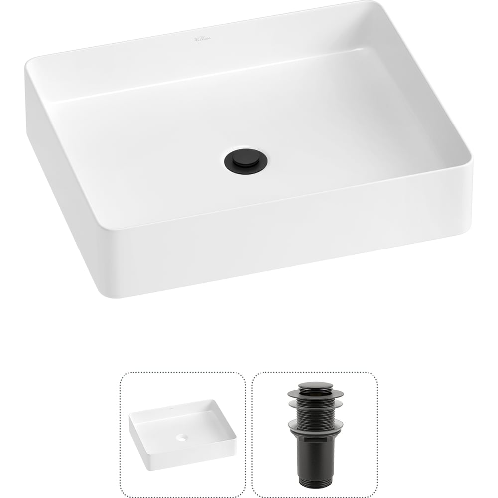 Изображение товара Накладная раковина Wellsee FreeDom 2.0 51x40 см фарфор глянцевый белый